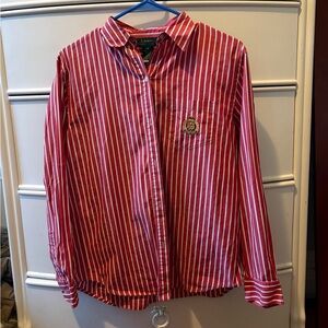 Vintage Pink and White Striped Ralph Lauren Button Up